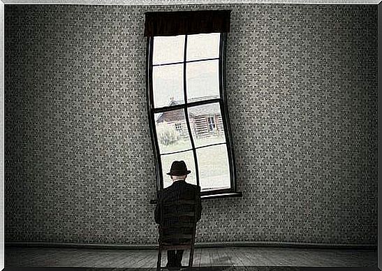 Man sitting in an empty room