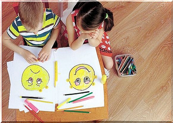 Two children learn about emotions