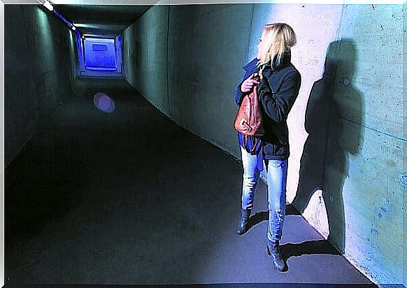 Woman in a hallway