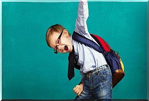 Cheerful child with backpack