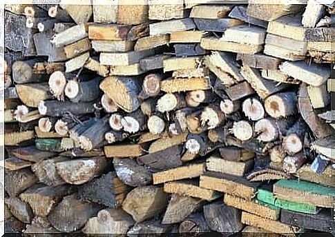 A pile of wood