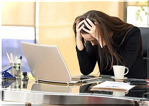 Woman suffers from work-related stress