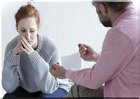 Therapist talks to client 