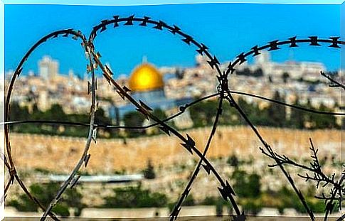 Jerusalem with barbed wire