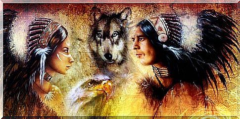 Two Indians and a Wolf