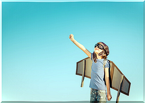 Young girl ready to fly